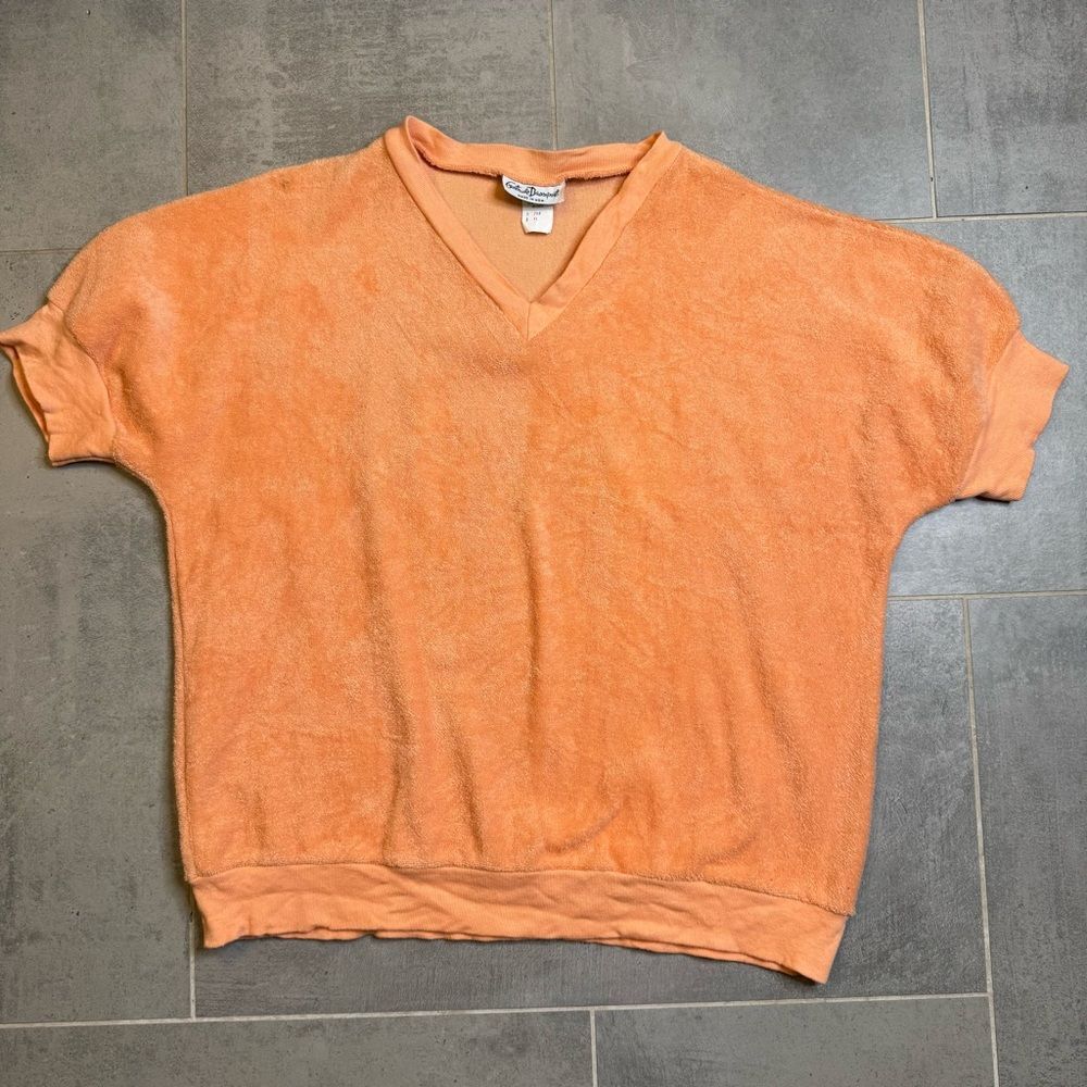Gertrude Davenport Terry Cloth Shirt Cover Up Loungewear Orange/Melon XL